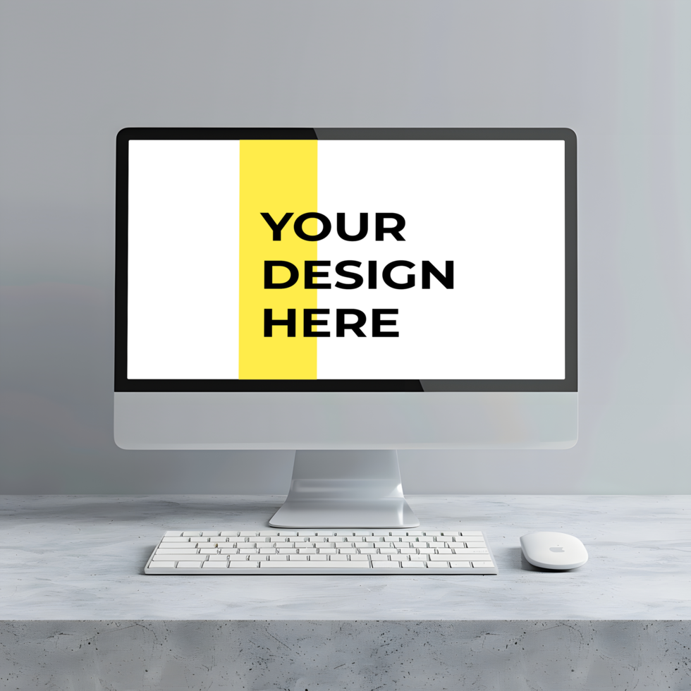 Office Mockup Featuring a Monitor on a Desk psd