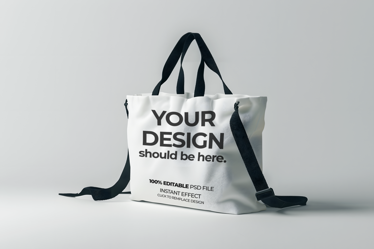 Modern white tote bag mockup on a gray background psd