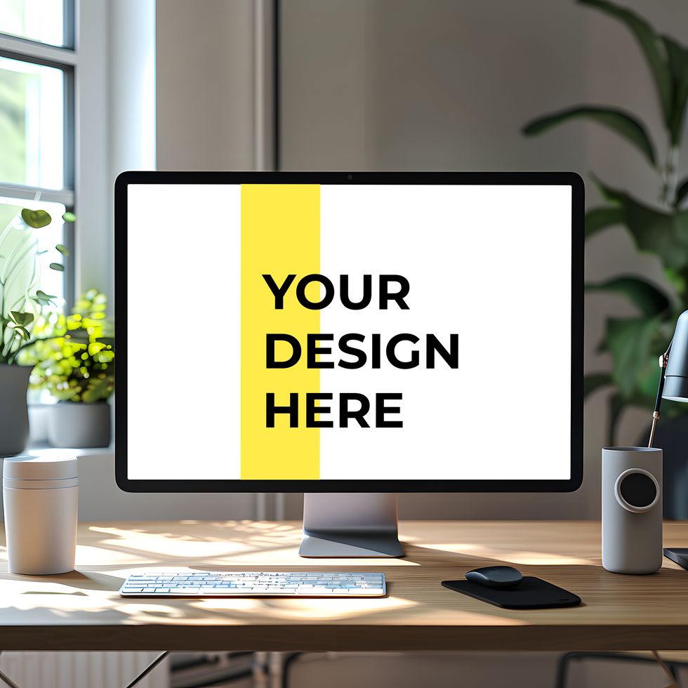 Minimal Desk Mockup Displaying a Monitor psd