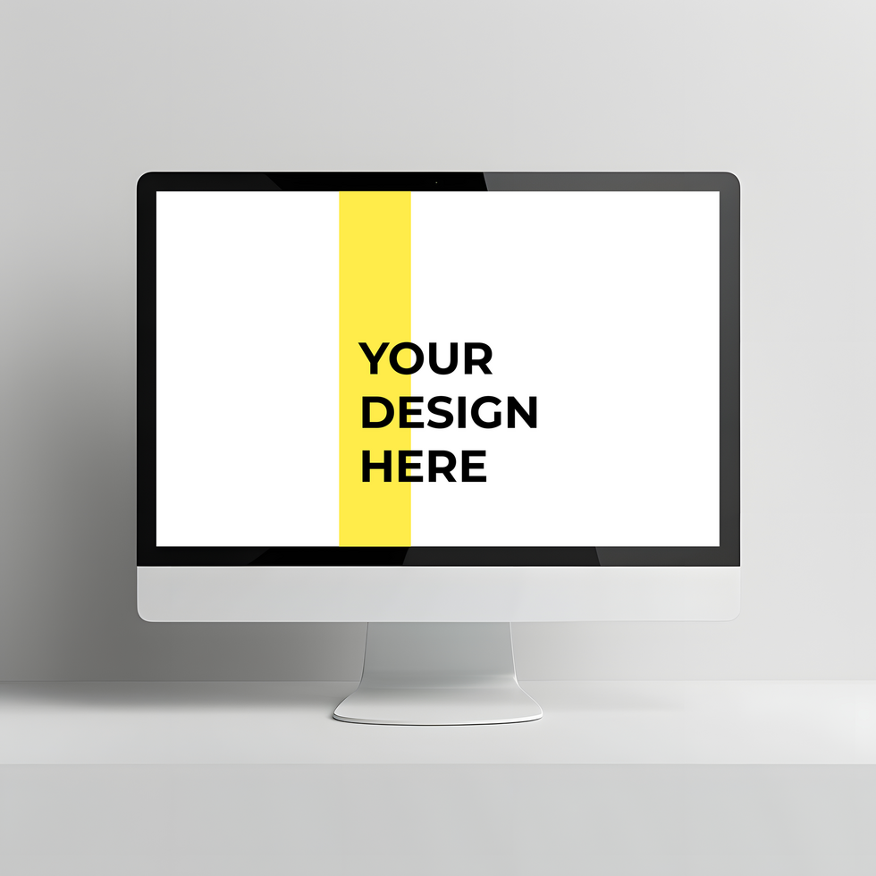 Desktop Mockup Focused on a Monitor Display psd