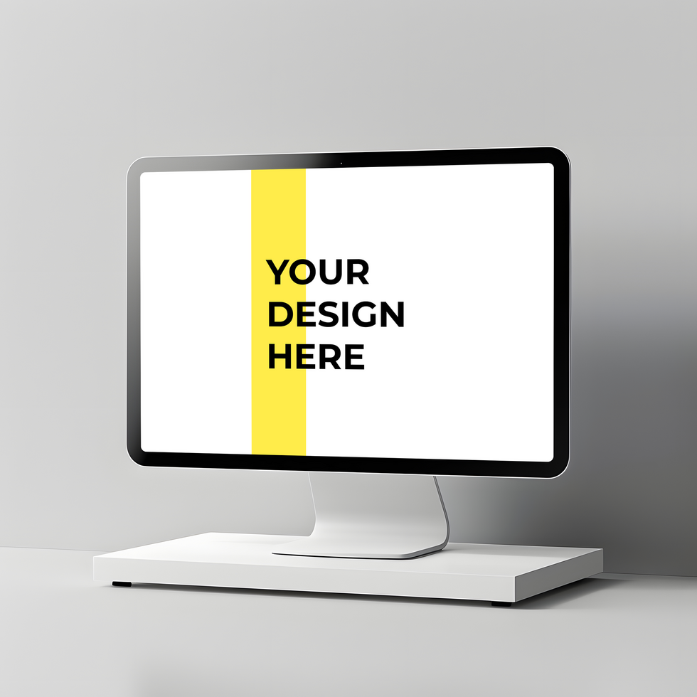 Digital Mockup Featuring a Monitor on a Desk psd