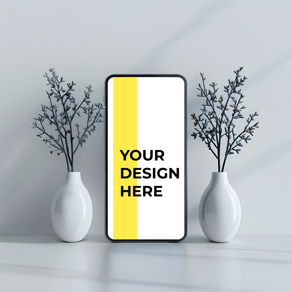 Smartphone Mockup with Custom Design Space psd