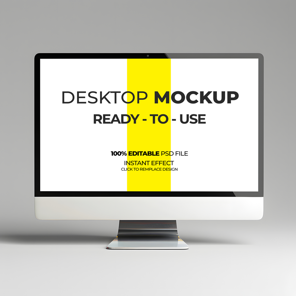 Realistic Mockup of a Monitor on a Desk psd