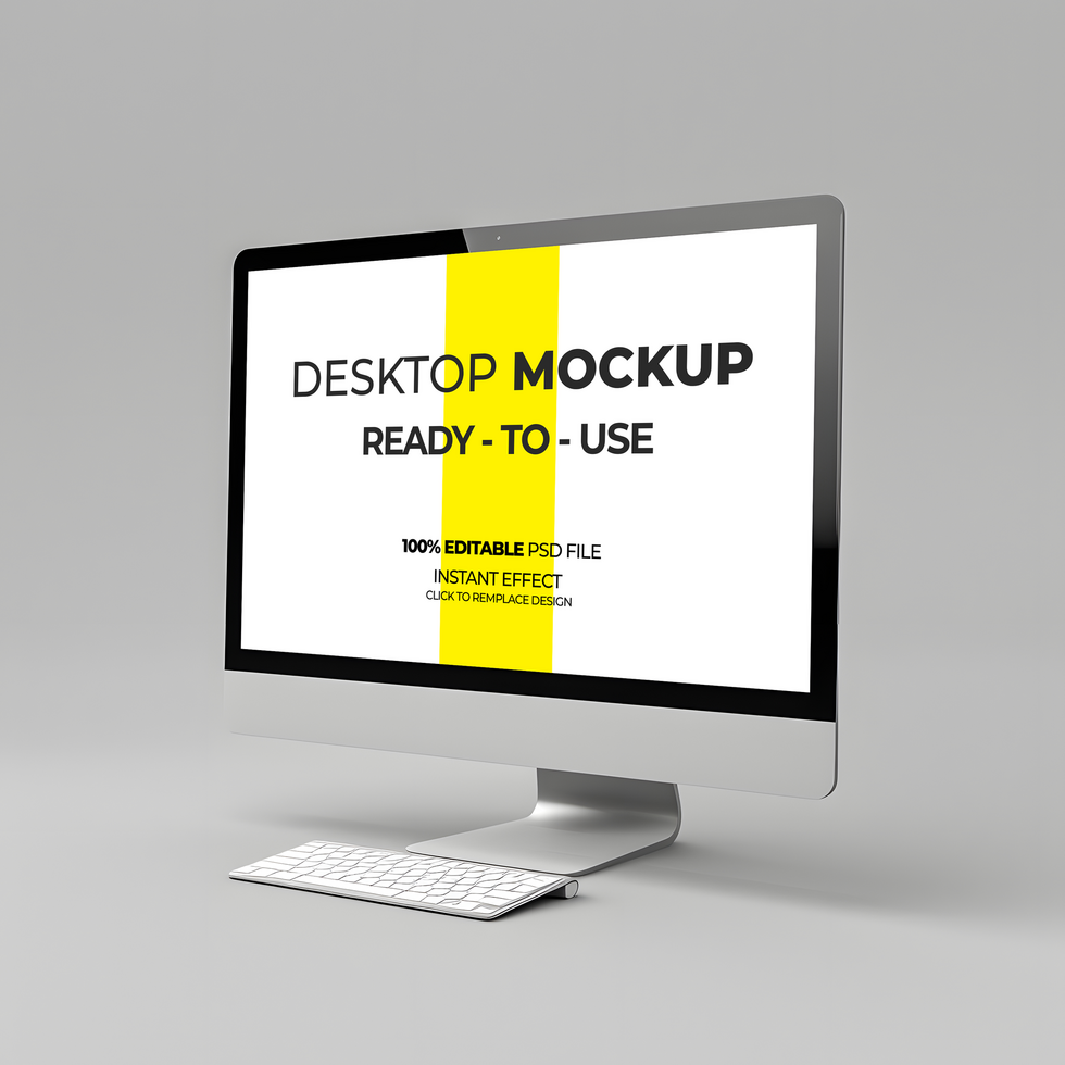 Functional Desk Space with Monitor Mockup psd