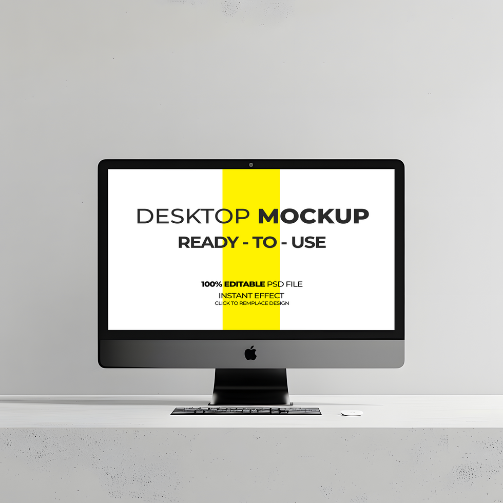 Desk Mockup Highlighting a Computer Monitor psd