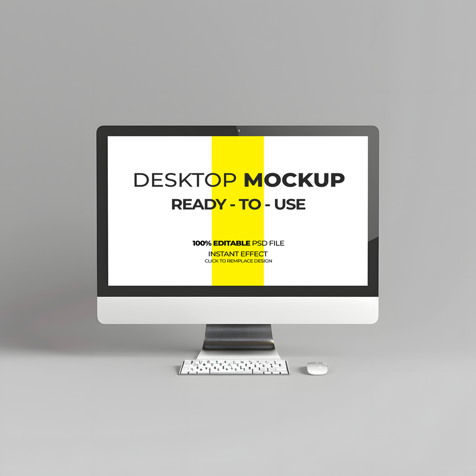 Desktop Computer Screen Mockup in a Work Setting psd