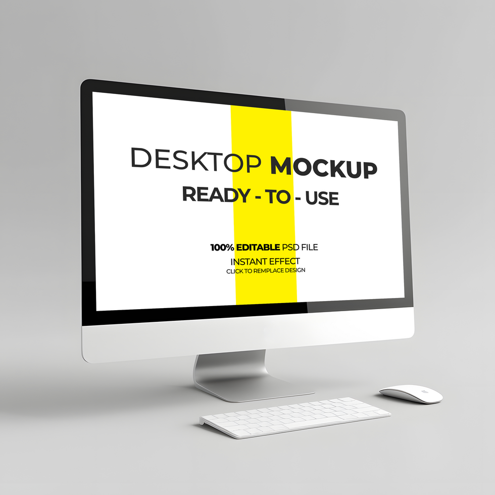 Realistic Computer Monitor on Office Desk mockup psd
