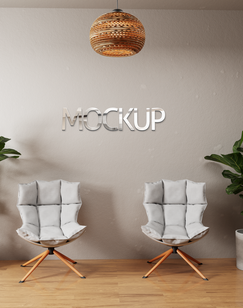 Minimalist Lobby room 3D Logo Mockup close-up view psd