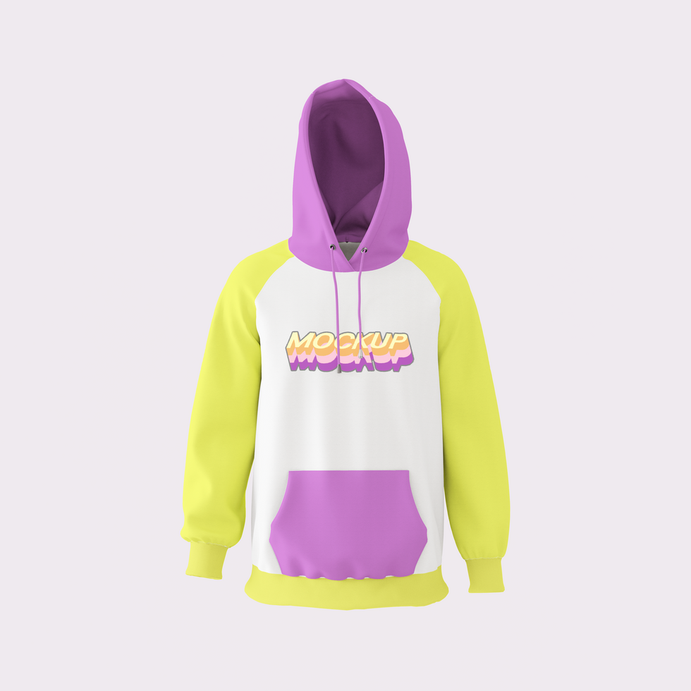 Realistic pullover hoodie closed front view mockup psd