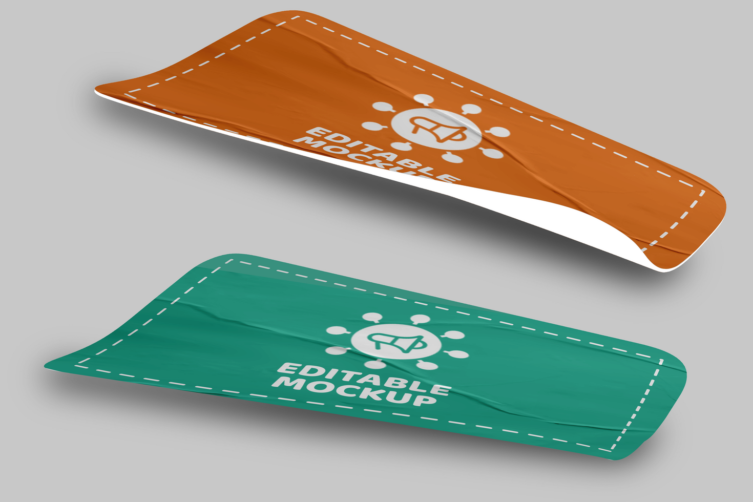 Realistic Rectangle Sticker Mockup Template Design Set psd