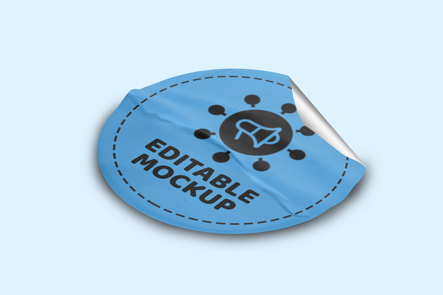 Realistic Round Fold Sticker Mockup Template psd