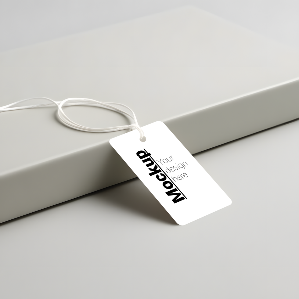 Sleek Tag Design Mockup on Clean Background psd