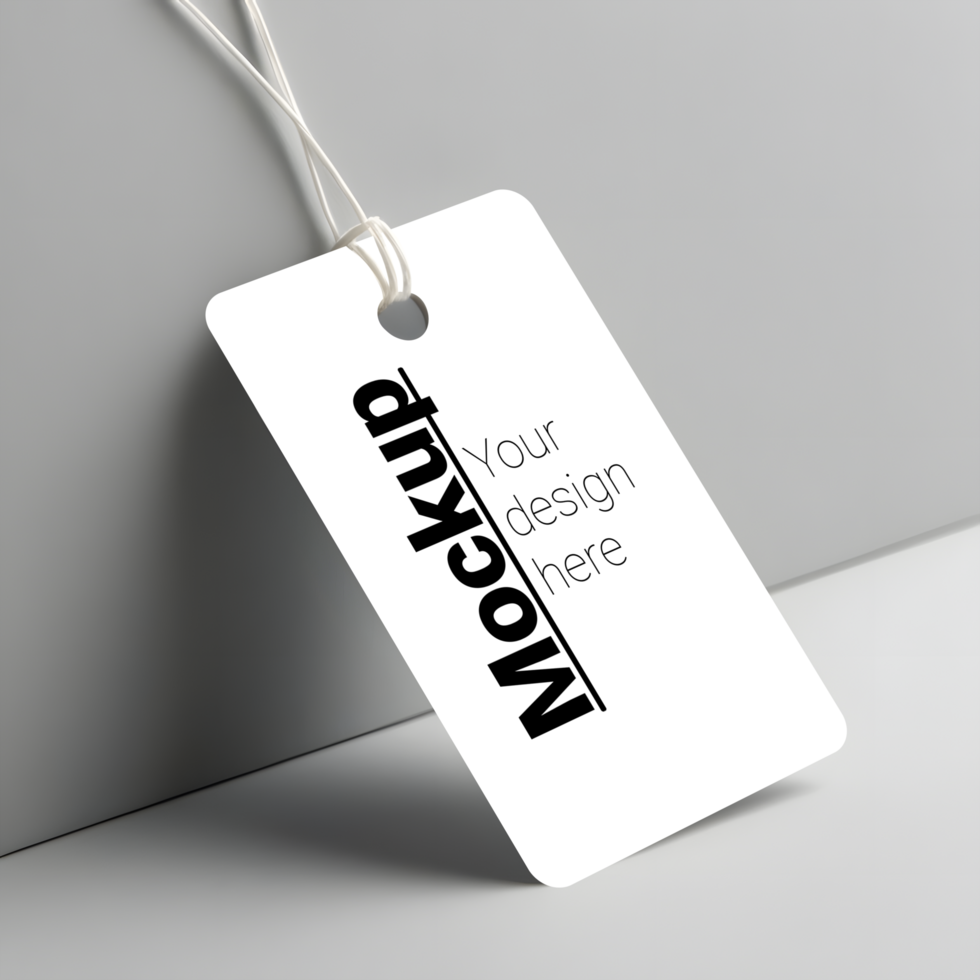 Mockup of Minimalist Tag on Plain and Clean Background psd