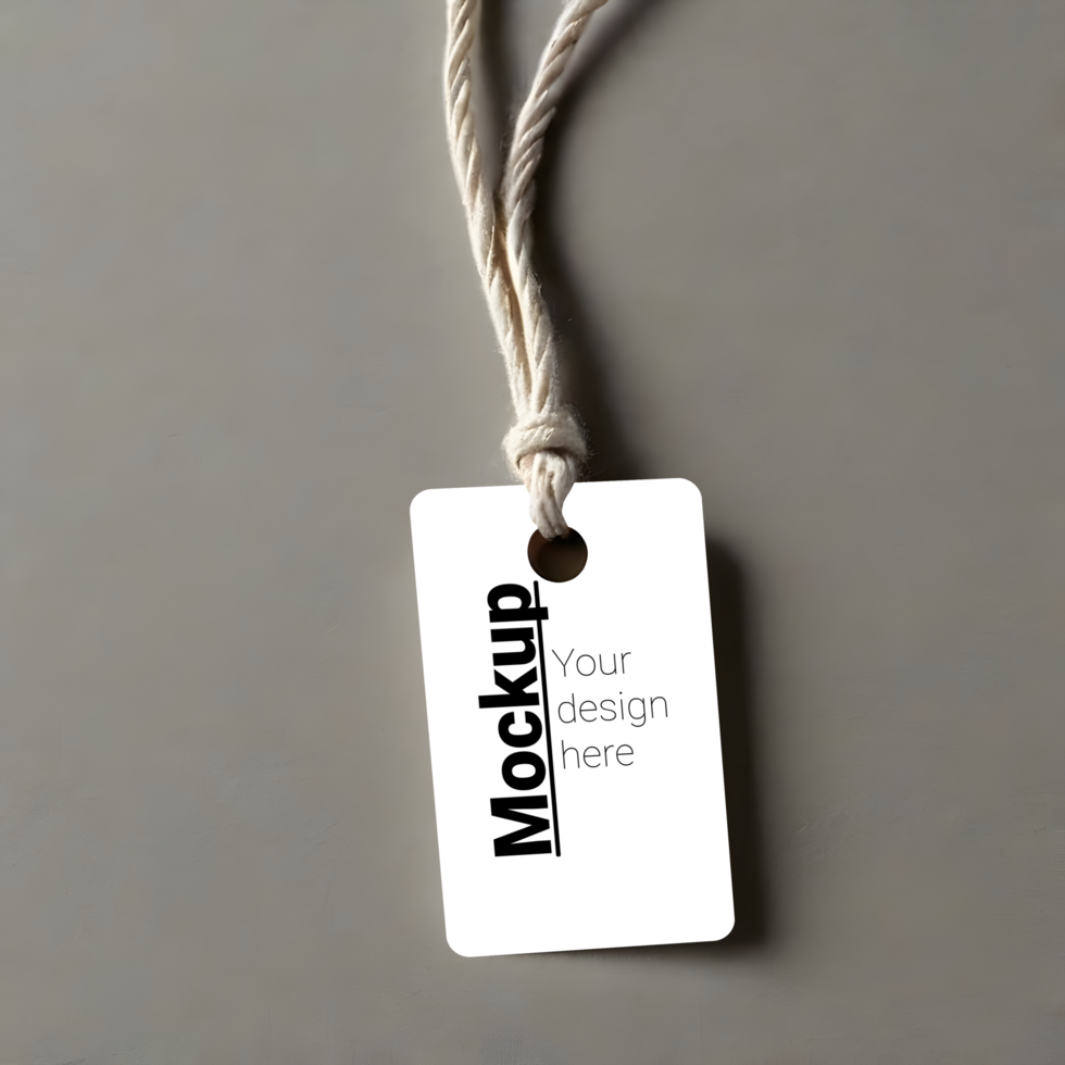 Minimalist Tag Mockup on Clean Surface psd