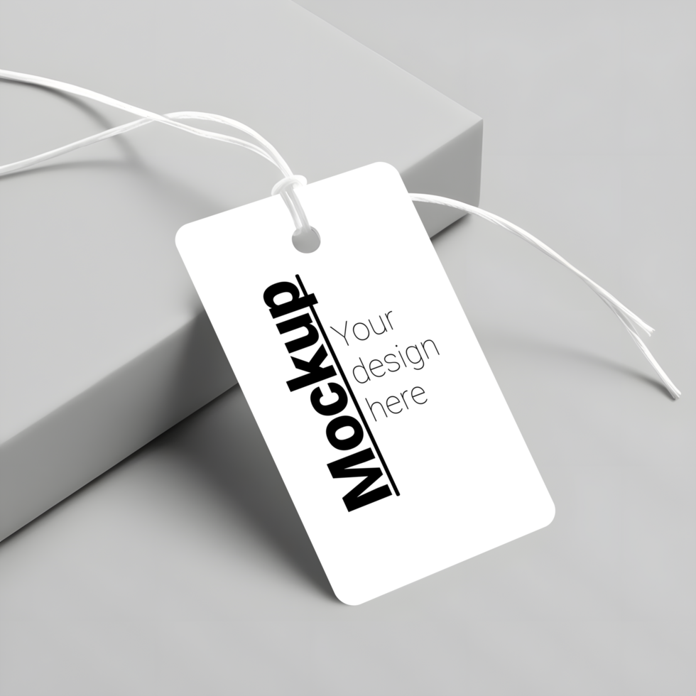 Sophisticated Tag Display Mockup on Clean Surface psd