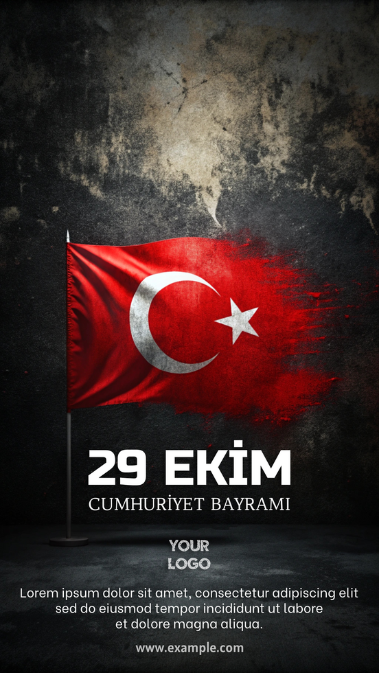 Celebration of Republic Day in Turkey with Flag Display psd