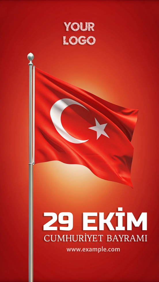 Celebrating Turkish Republic Day with the national flag flying proudly psd