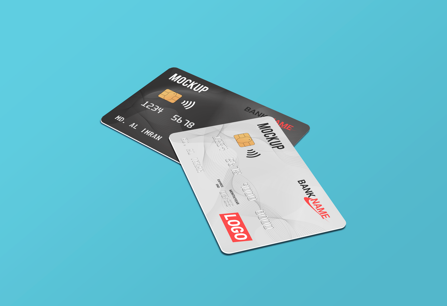 Smart card, Debit Card Mockup Template psd