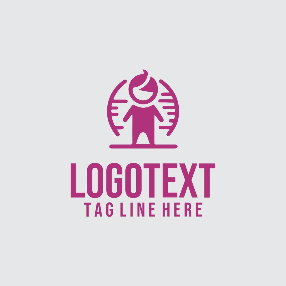 a purple logo with a Baby holding a ball vector