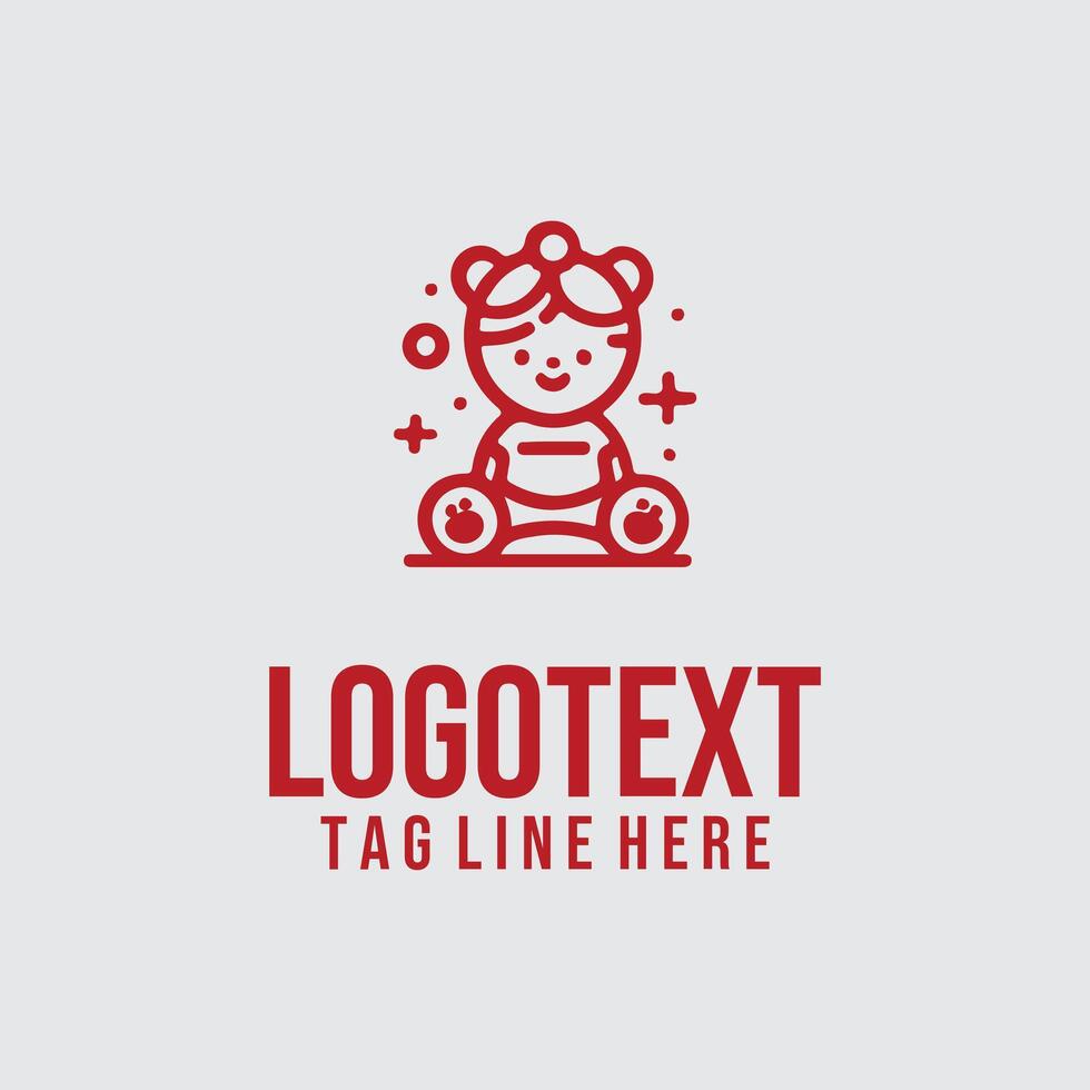 A red logo with a girl sitting on a chair vector