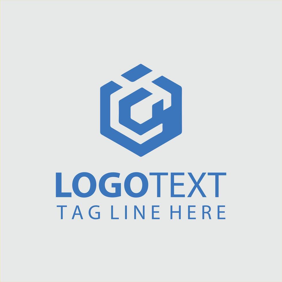 A blue hexagon logo design for a business vector