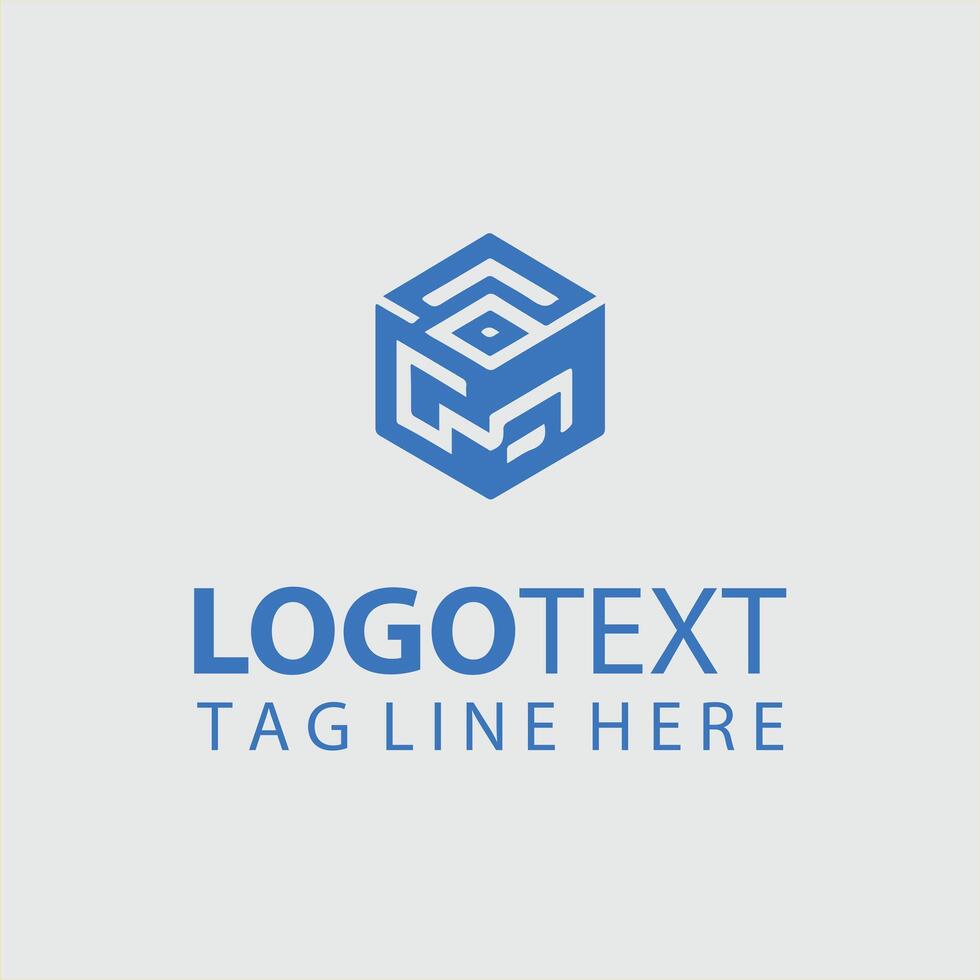 A blue cube logo design for a business vector