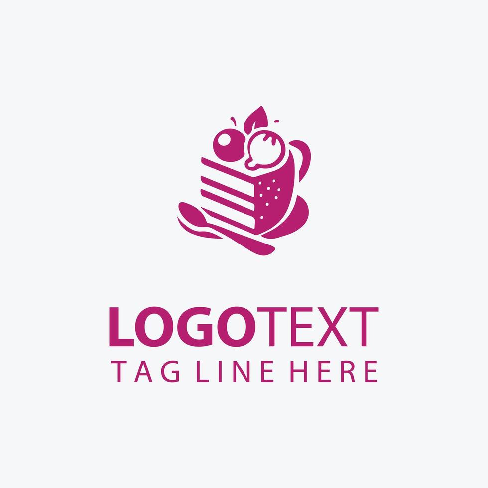 one piece cake slice logo vector