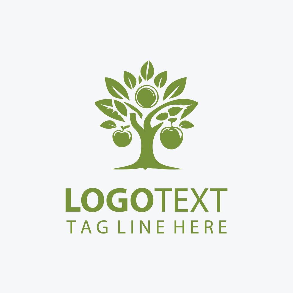 green apple fruit tree logo vector