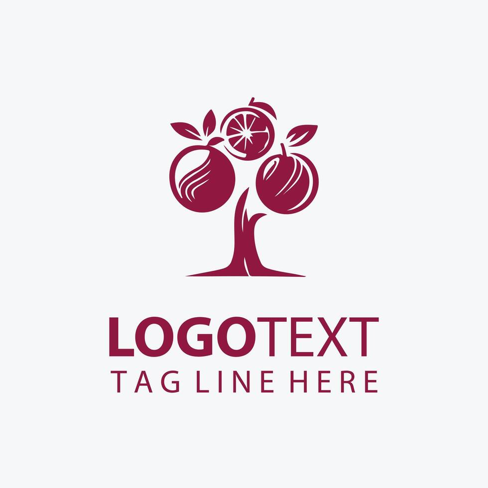 unique apple fruit tree logo vector