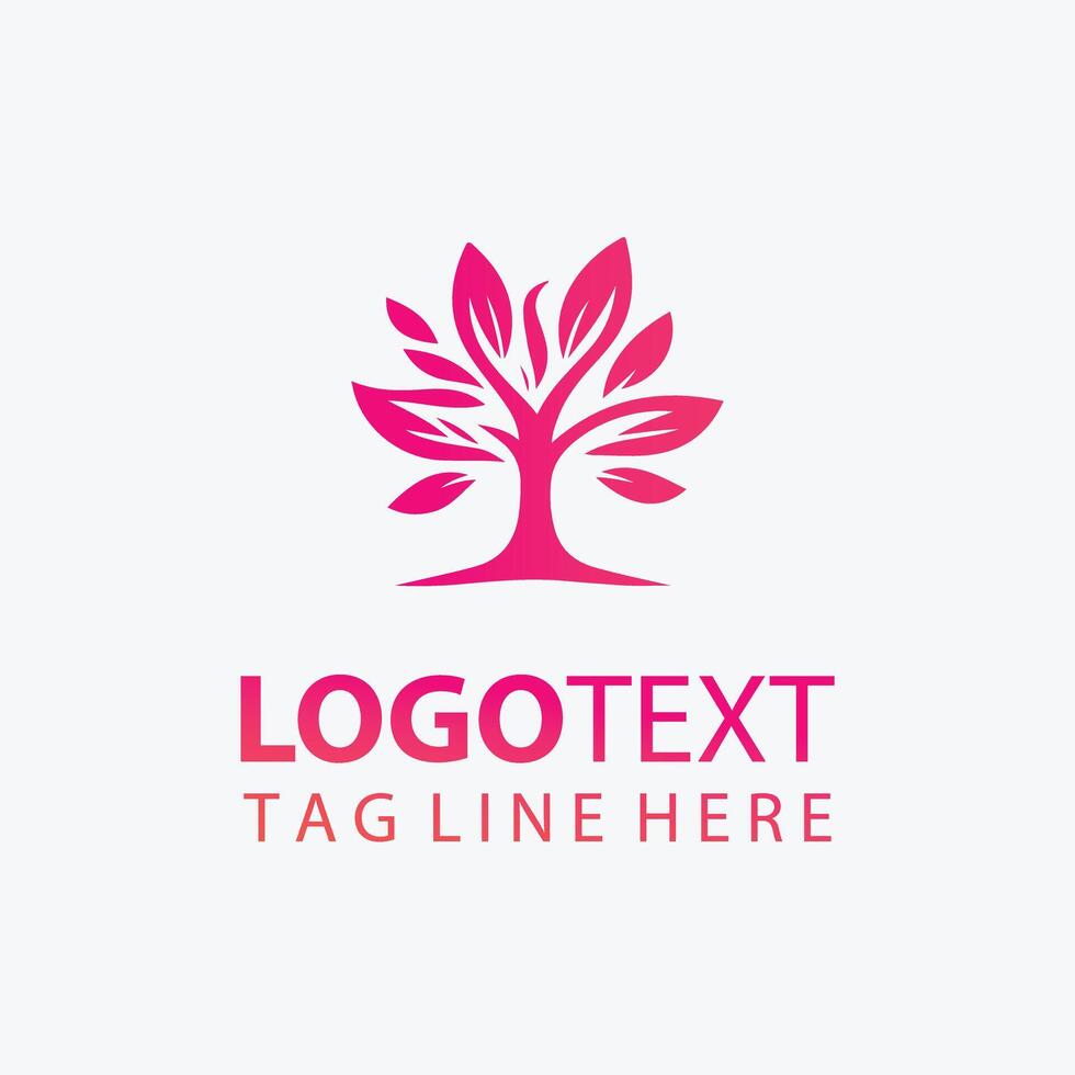 pink apple fruit tree logo vector