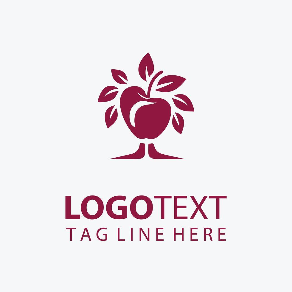 red apple fruit tree logo vector