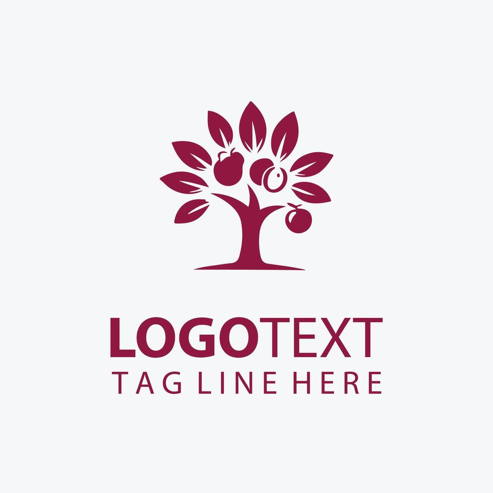 red apple fruit tree logo vector