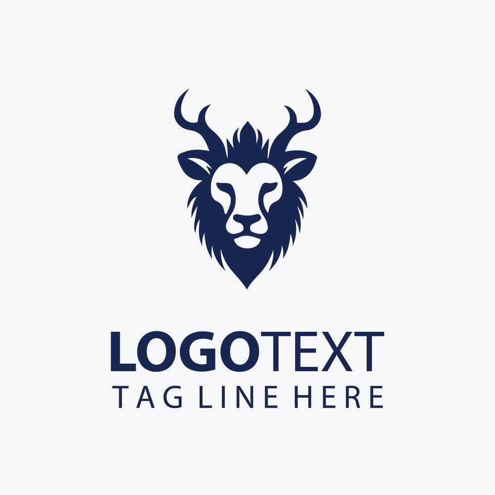 markhor animal head logo vector