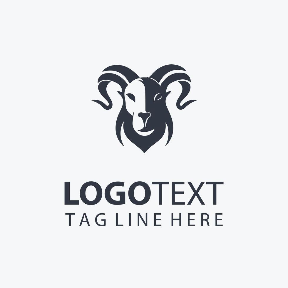 markhor animal head logo vector