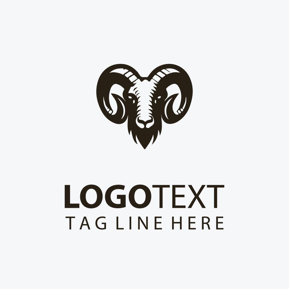 markhor animal head logo vector