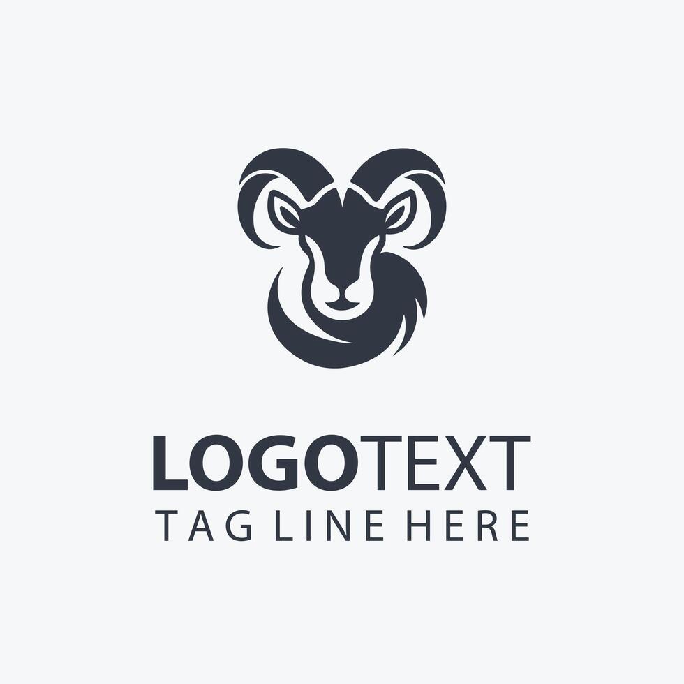 markhor animal head logo vector