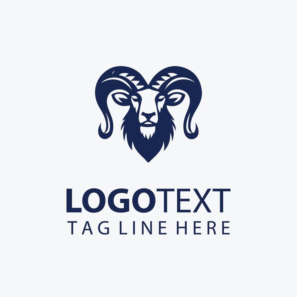 markhor animal head logo vector