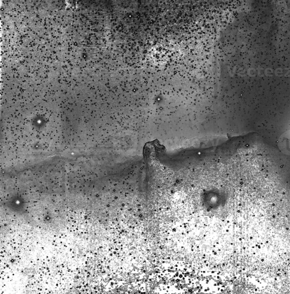 Galaxy with constellations cosmic background, universe with stars and space clouds 3D illustration, pencil drawn sketch photo
