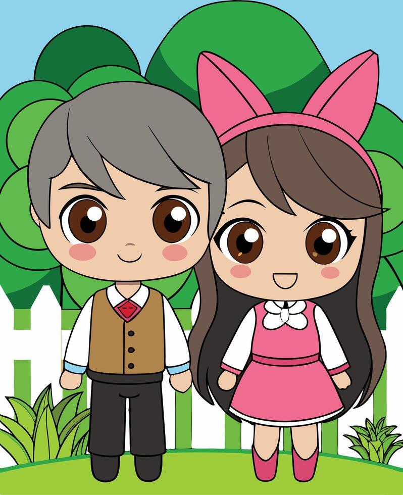 Anime Couple Background vector