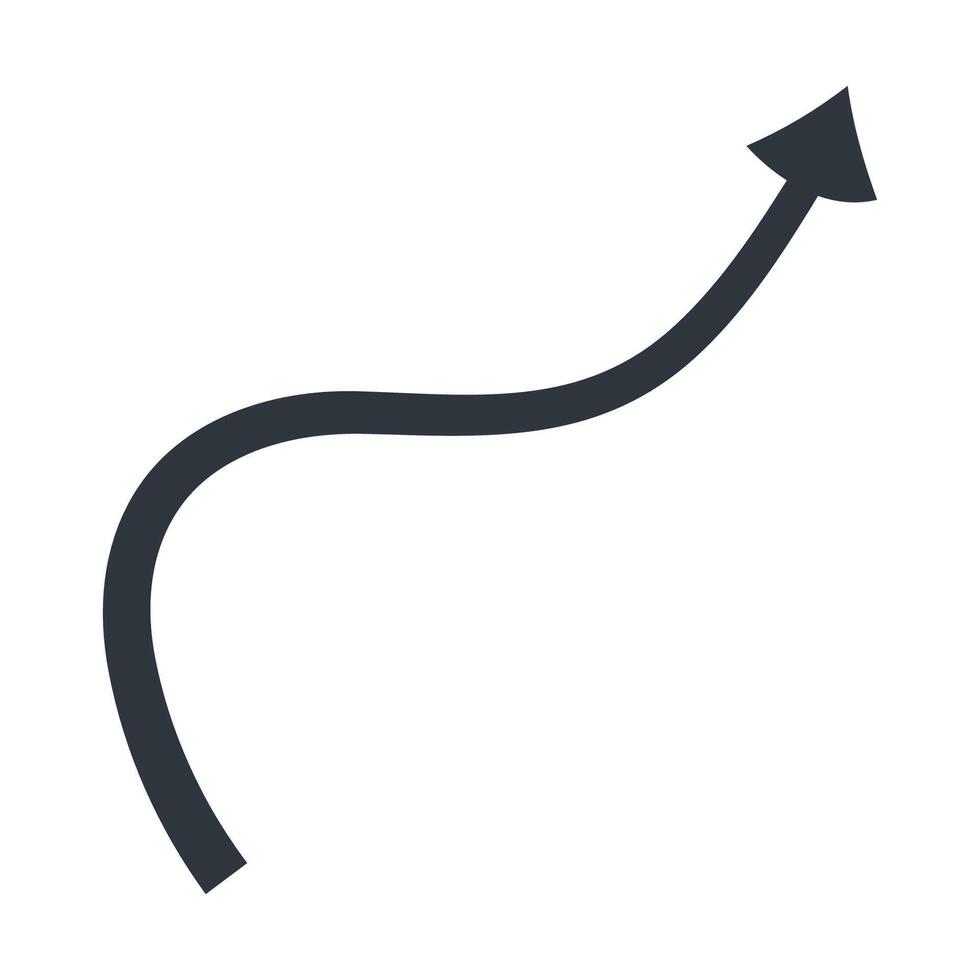 Thin black curved arrow or pointer for creating dynamic web designs, infographics, presentations vector