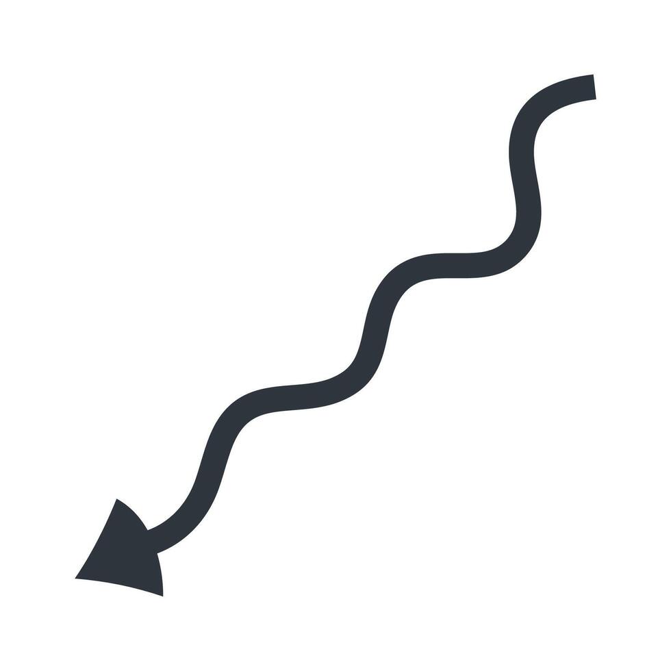 Wavy black arrow or pointer for creating dynamic web designs, infographics, presentations vector