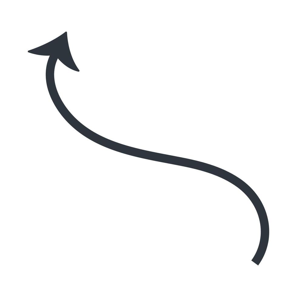 Curved black arrow or pointer for creating dynamic web designs, infographics, presentations vector