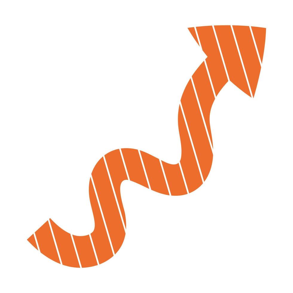 Striped curved arrow or pointer for creating dynamic web designs, infographics, presentations vector