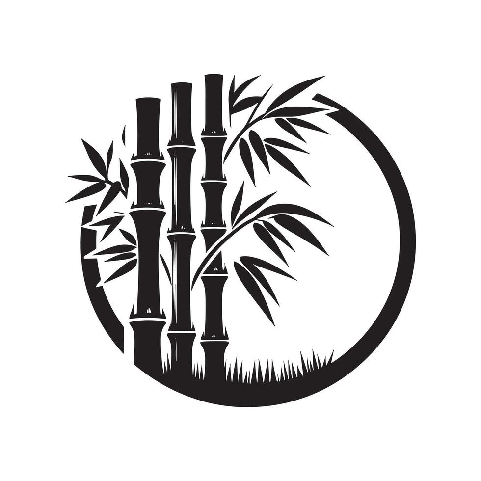 Artistic Minimalist Bamboo Silhouette on White vector