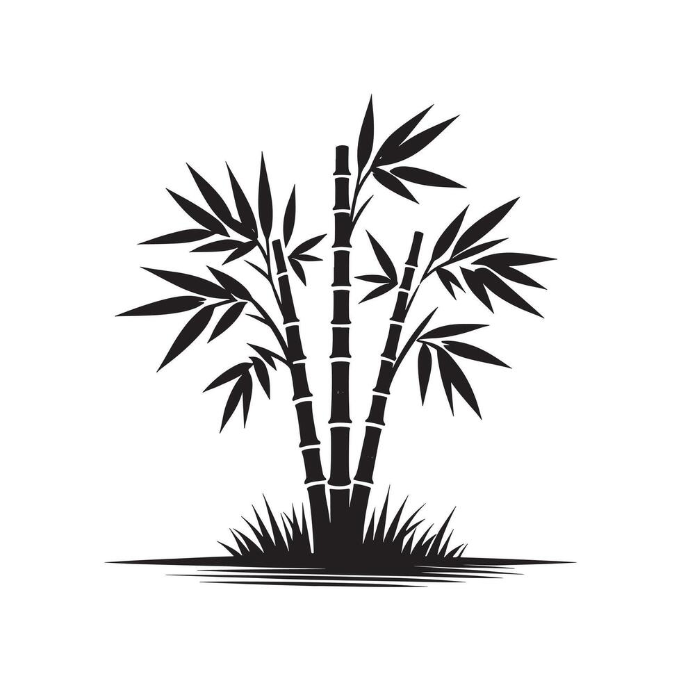 Minimalist Bamboo Silhouette on White Background vector