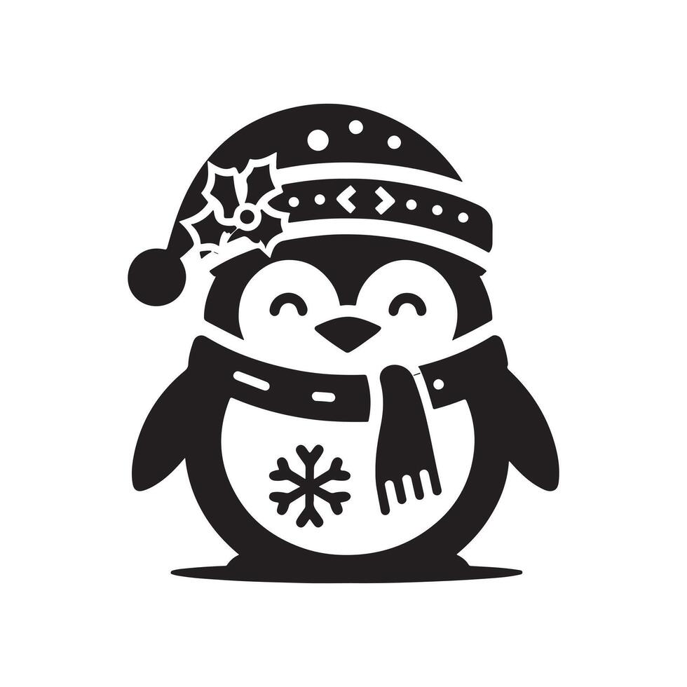 Stylized Penguin Silhouette Icon for Festive Themes vector