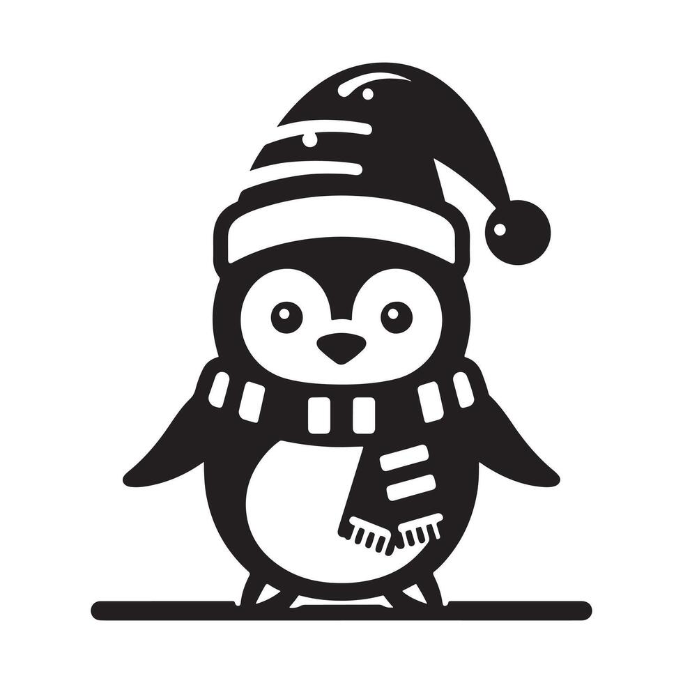 Artistic Penguin Icon in Black Silhouette for Holidays vector