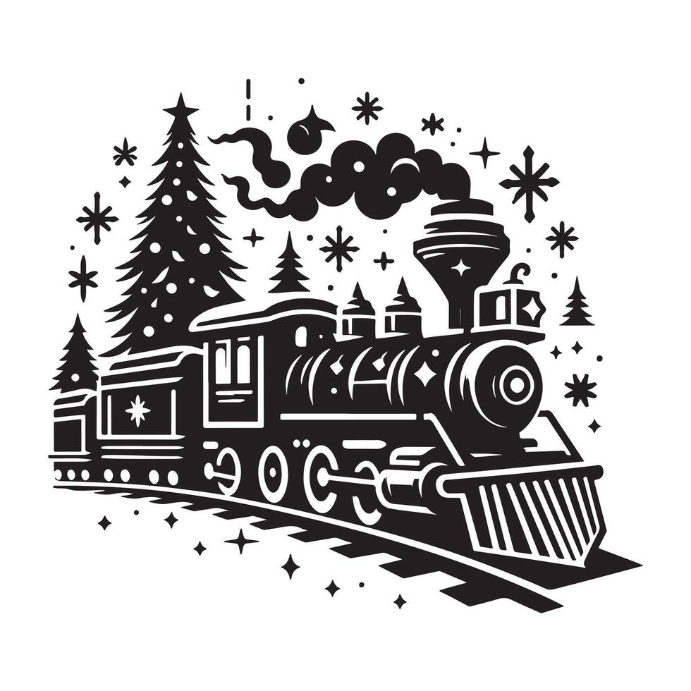 Festive Train Silhouette Icon for Holiday Decor vector