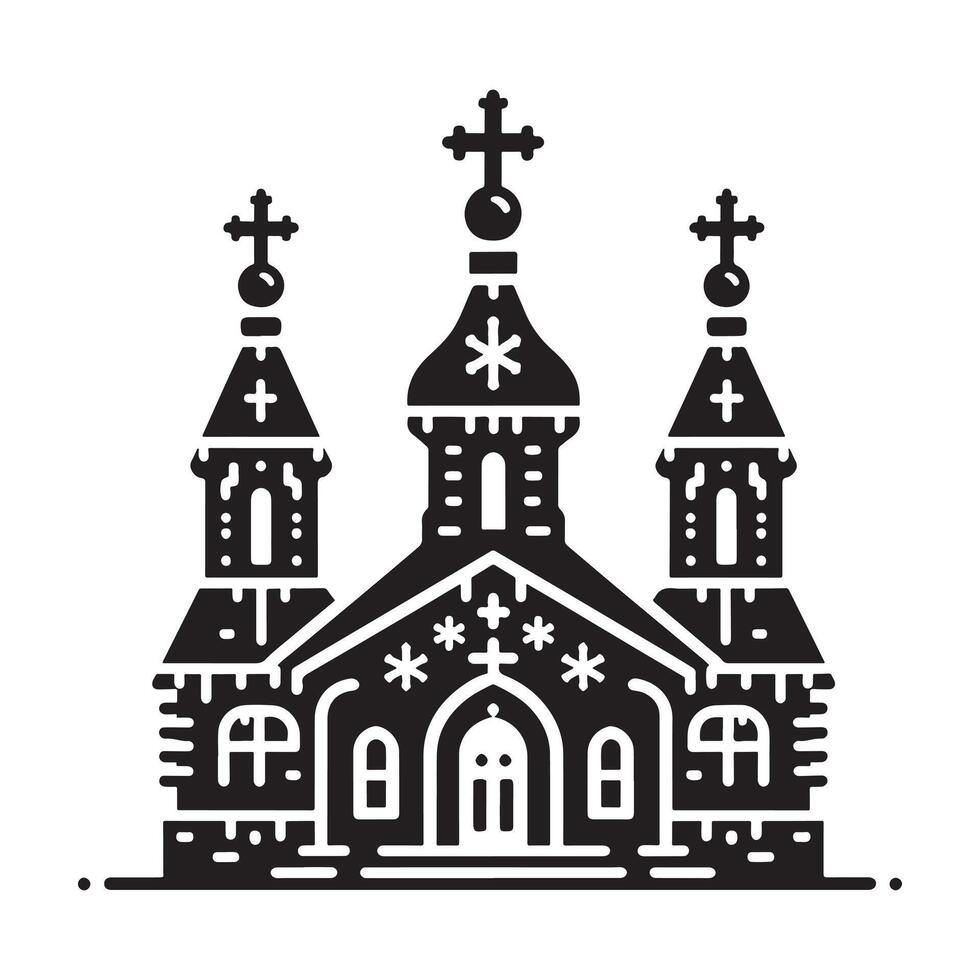 Traditional Christmas Church Icon in Black Silhouette vector