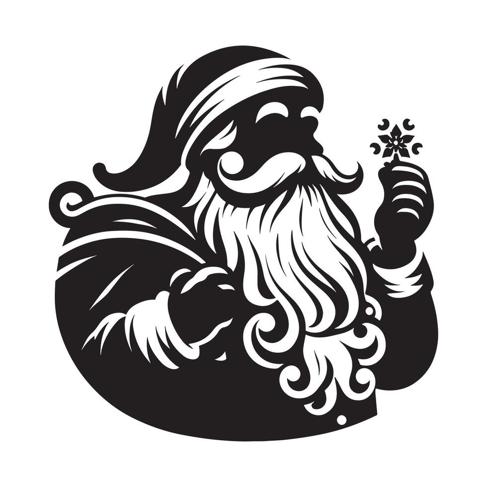 Minimalist Santa Claus Icon in Black Silhouette vector